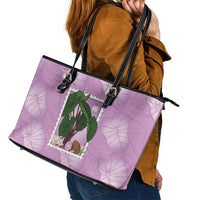 Aloha Hawaii Kalo Leather Tote Bag Hawaiian Taro Leaves Stylized Stamp LT14 - Polynesian Pride