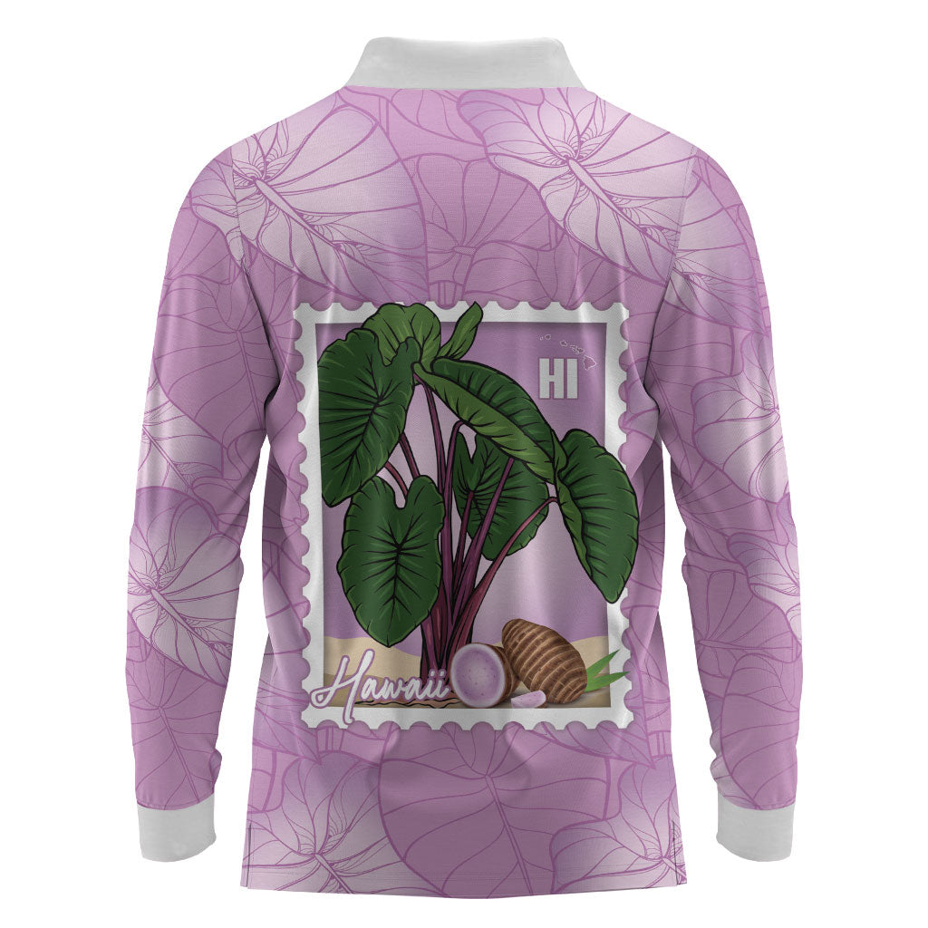 Aloha Hawaii Kalo Long Sleeve Polo Shirt Hawaiian Taro Leaves Stylized Stamp LT14 - Polynesian Pride