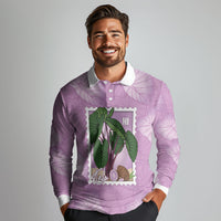 Aloha Hawaii Kalo Long Sleeve Polo Shirt Hawaiian Taro Leaves Stylized Stamp LT14 - Polynesian Pride