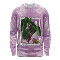 Aloha Hawaii Kalo Long Sleeve Shirt Hawaiian Taro Leaves Stylized Stamp LT14 Unisex Purple - Polynesian Pride
