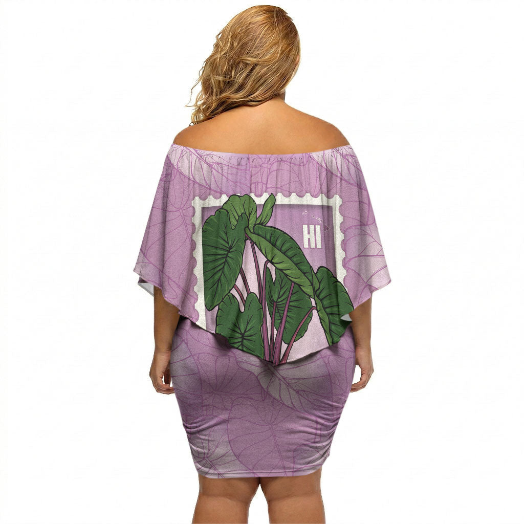 Aloha Hawaii Kalo Off Shoulder Short Dress Hawaiian Taro Leaves Stylized Stamp LT14 - Polynesian Pride