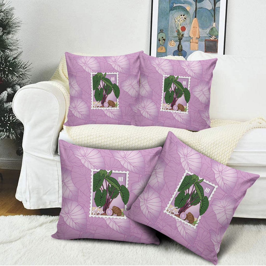 Aloha Hawaii Kalo Pillow Cover Hawaiian Taro Leaves Stylized Stamp LT14 - Polynesian Pride