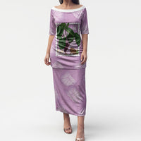 Aloha Hawaii Kalo Puletasi Hawaiian Taro Leaves Stylized Stamp LT14 Long Dress Purple - Polynesian Pride