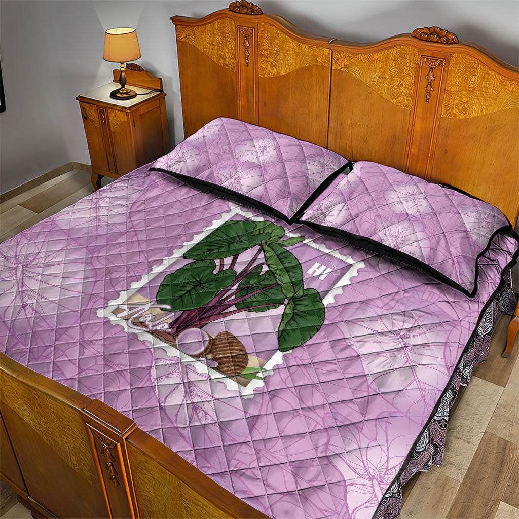 Aloha Hawaii Kalo Quilt Bed Set Hawaiian Taro Leaves Stylized Stamp LT14 - Polynesian Pride