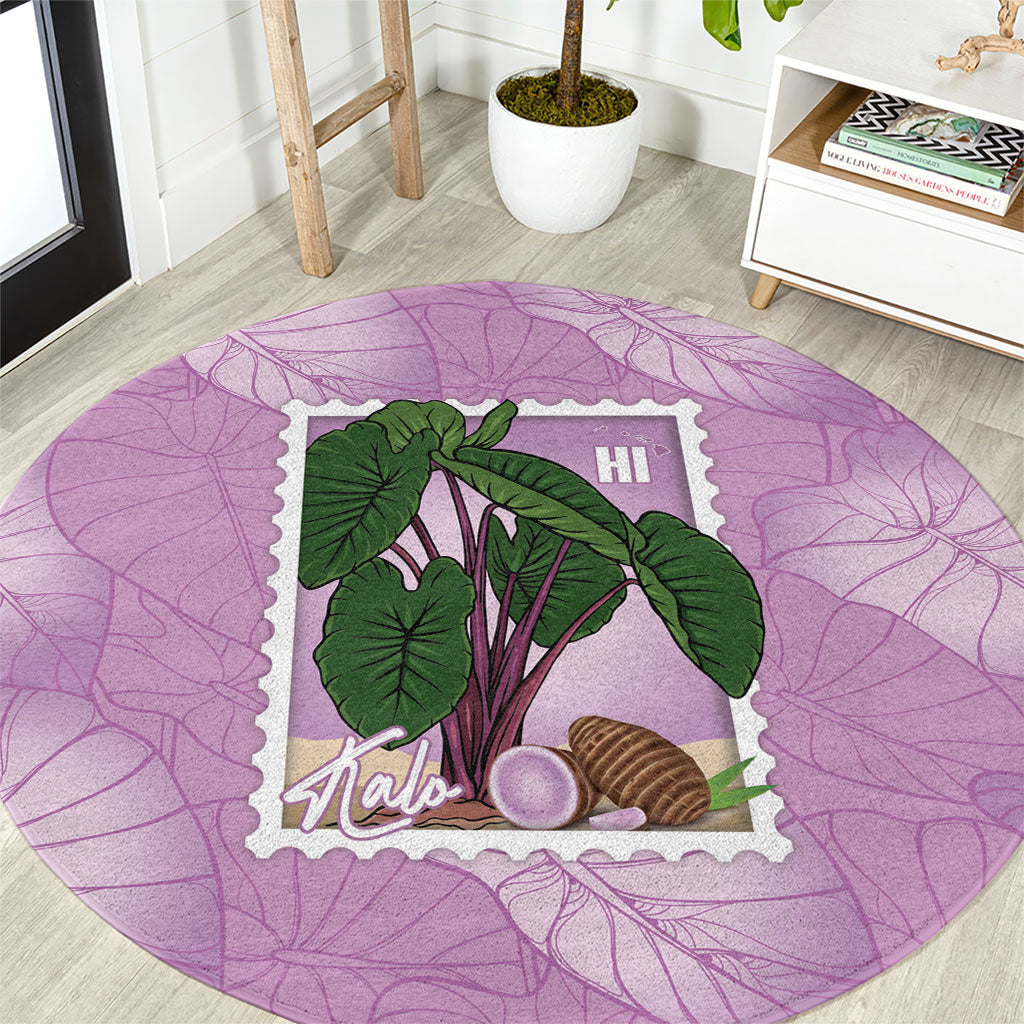 Aloha Hawaii Kalo Round Carpet Hawaiian Taro Leaves Stylized Stamp LT14 Purple - Polynesian Pride