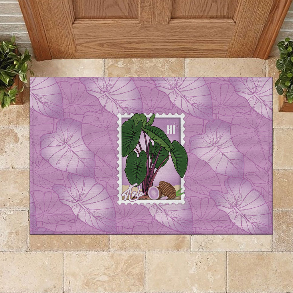 Aloha Hawaii Kalo Rubber Doormat Hawaiian Taro Leaves Stylized Stamp LT14 Purple - Polynesian Pride