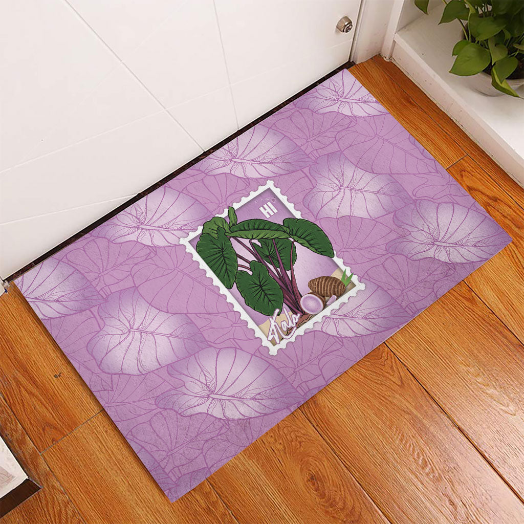 Aloha Hawaii Kalo Rubber Doormat Hawaiian Taro Leaves Stylized Stamp LT14 - Polynesian Pride