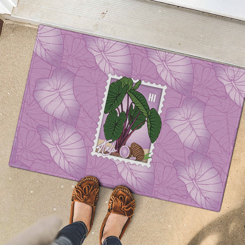 Aloha Hawaii Kalo Rubber Doormat Hawaiian Taro Leaves Stylized Stamp LT14 - Polynesian Pride