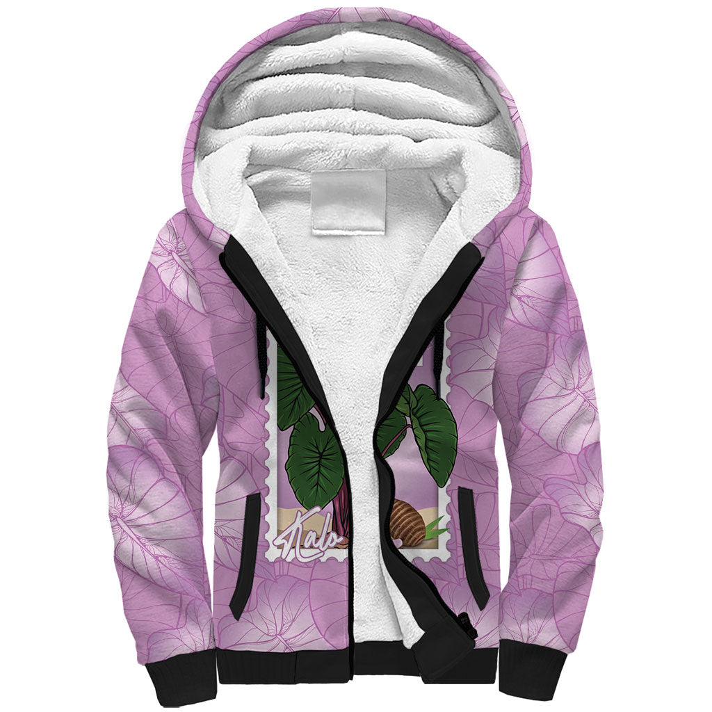 Aloha Hawaii Kalo Sherpa Hoodie Hawaiian Taro Leaves Stylized Stamp LT14 Unisex Purple - Polynesian Pride