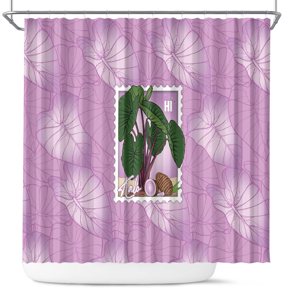 Aloha Hawaii Kalo Shower Curtain Hawaiian Taro Leaves Stylized Stamp LT14 Purple - Polynesian Pride