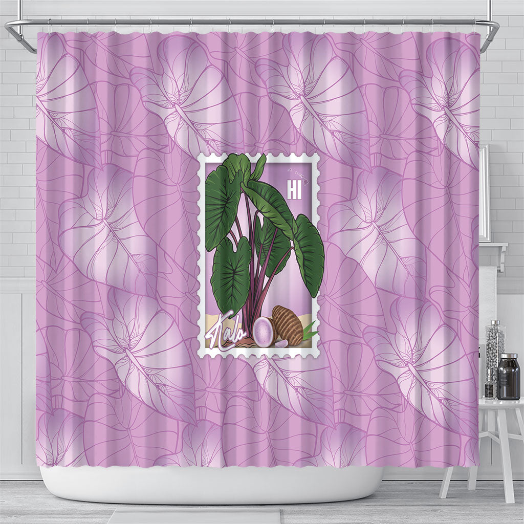 Aloha Hawaii Kalo Shower Curtain Hawaiian Taro Leaves Stylized Stamp LT14 - Polynesian Pride