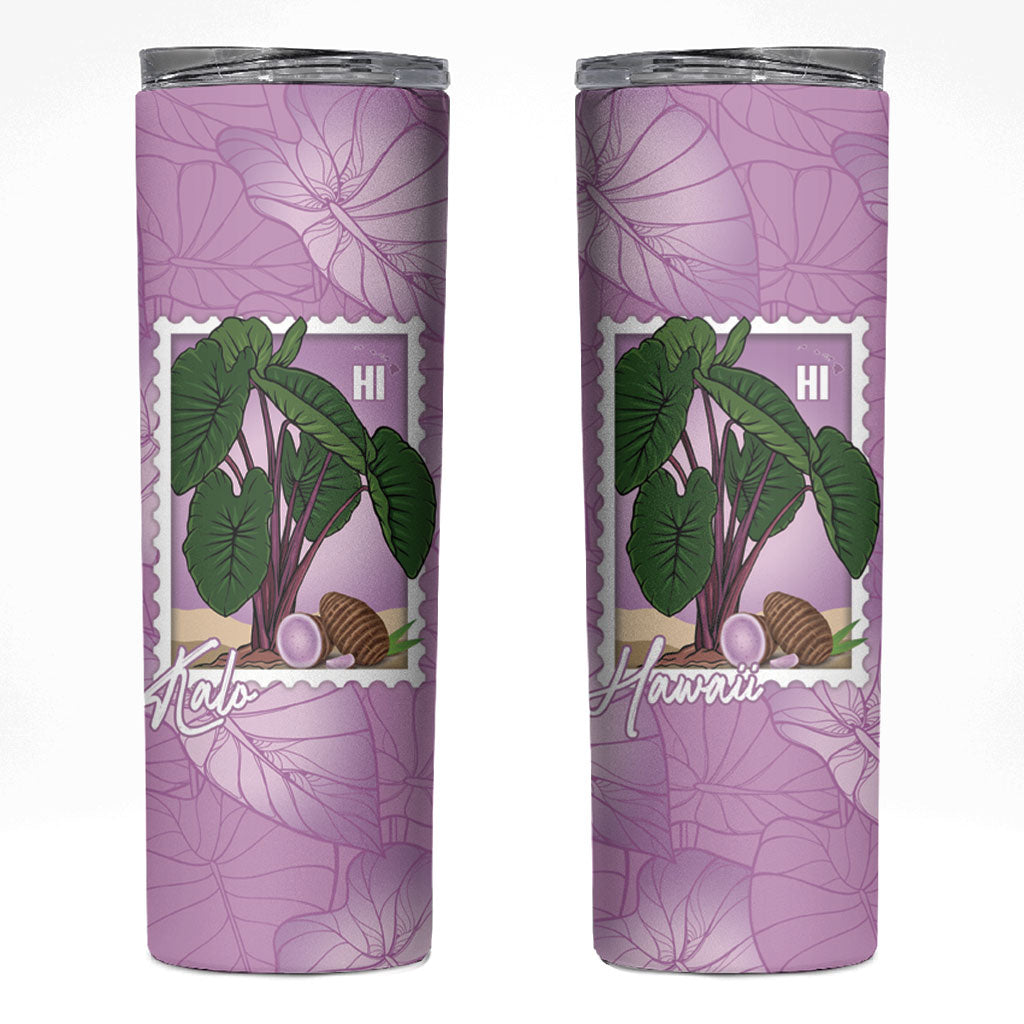 Aloha Hawaii Kalo Skinny Tumbler Hawaiian Taro Leaves Stylized Stamp LT14 Purple - Polynesian Pride