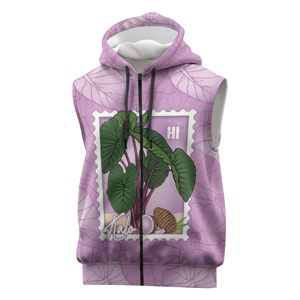 Aloha Hawaii Kalo Sleeveless Zip Hoodie Hawaiian Taro Leaves Stylized Stamp