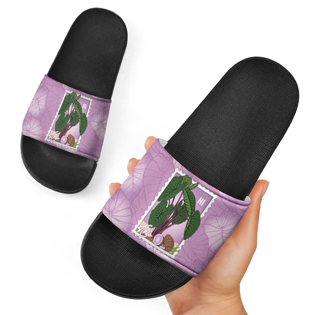 Aloha Hawaii Kalo Slide Sandals Hawaiian Taro Leaves Stylized Stamp LT14 - Polynesian Pride