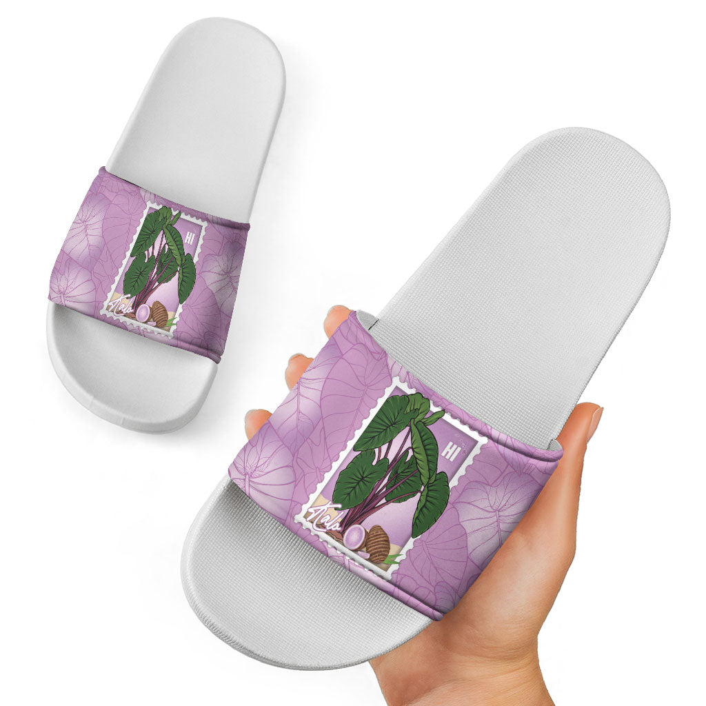 Aloha Hawaii Kalo Slide Sandals Hawaiian Taro Leaves Stylized Stamp LT14 - Polynesian Pride