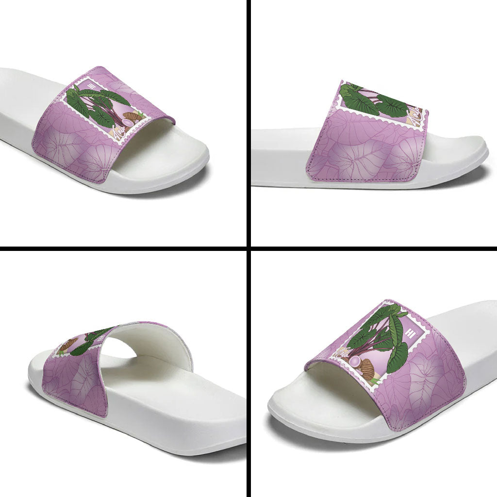 Aloha Hawaii Kalo Slide Sandals Hawaiian Taro Leaves Stylized Stamp LT14 - Polynesian Pride