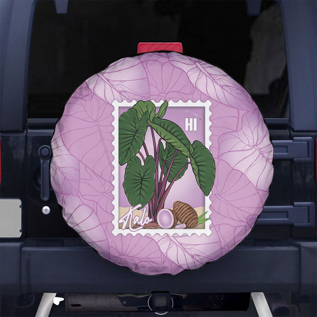 Aloha Hawaii Kalo Spare Tire Cover Hawaiian Taro Leaves Stylized Stamp LT14 No hole Purple - Polynesian Pride