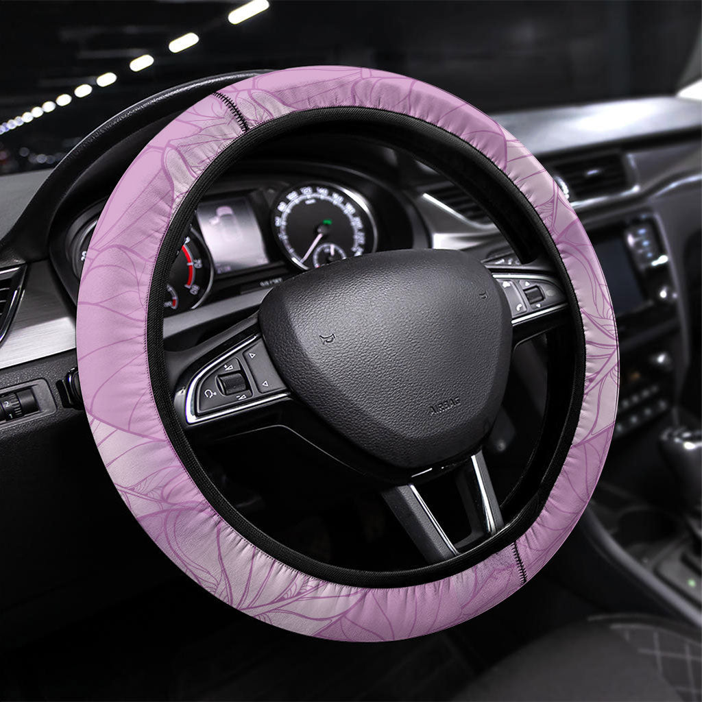 Aloha Hawaii Kalo Steering Wheel Cover Hawaiian Taro Leaves Stylized Stamp LT14 Universal Fit Purple - Polynesian Pride