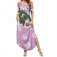 Aloha Hawaii Kalo Summer Maxi Dress Hawaiian Taro Leaves Stylized Stamp LT14 Women Purple - Polynesian Pride