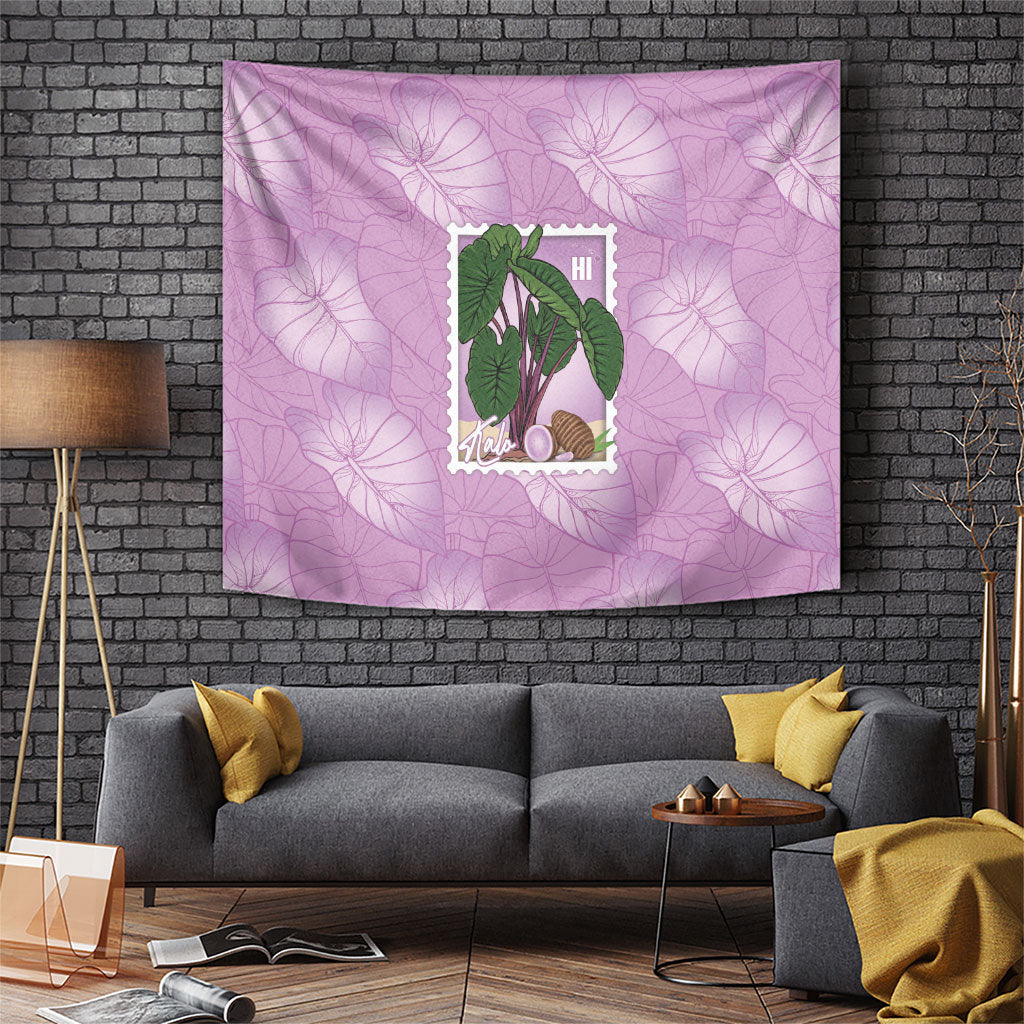 Aloha Hawaii Kalo Tapestry Hawaiian Taro Leaves Stylized Stamp LT14 Purple - Polynesian Pride