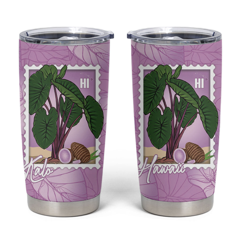 Aloha Hawaii Kalo Tumbler Cup Hawaiian Taro Leaves Stylized Stamp LT14 Purple - Polynesian Pride