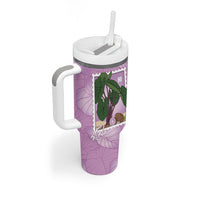 Aloha Hawaii Kalo Tumbler With Handle Hawaiian Taro Leaves Stylized Stamp LT14 - Polynesian Pride