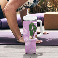 Aloha Hawaii Kalo Tumbler With Handle Hawaiian Taro Leaves Stylized Stamp LT14 - Polynesian Pride