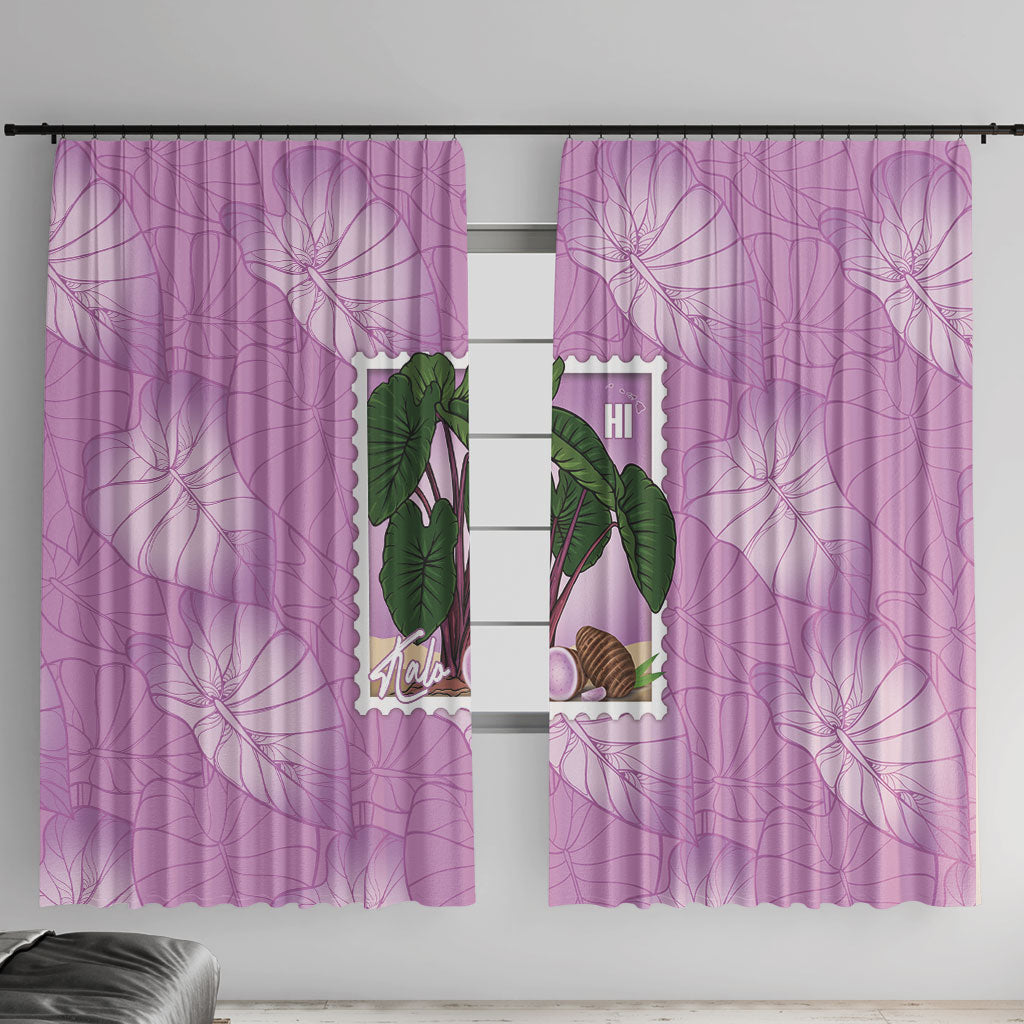 Aloha Hawaii Kalo Window Curtain Hawaiian Taro Leaves Stylized Stamp LT14 With Hooks Purple - Polynesian Pride