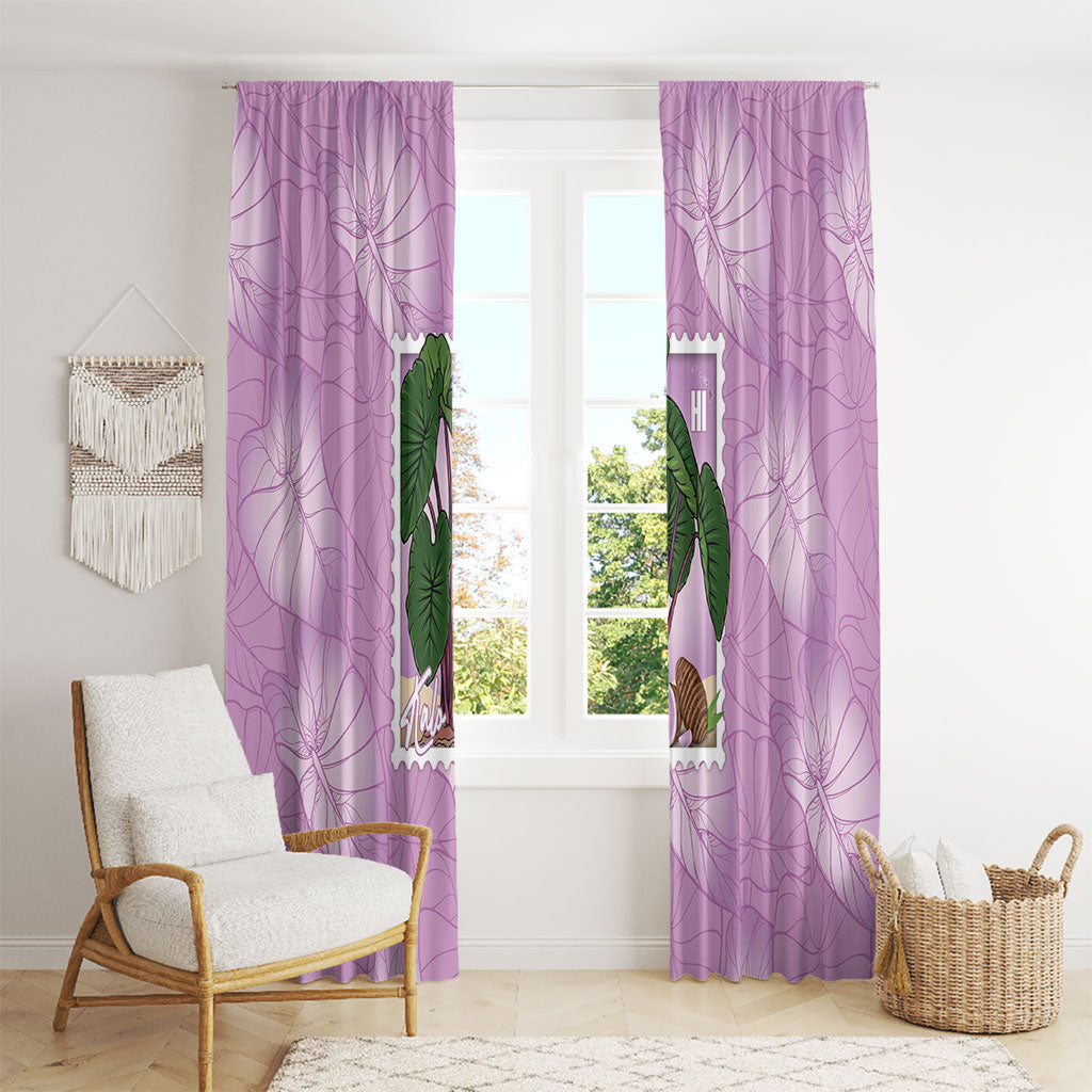 Aloha Hawaii Kalo Window Curtain Hawaiian Taro Leaves Stylized Stamp LT14 - Polynesian Pride