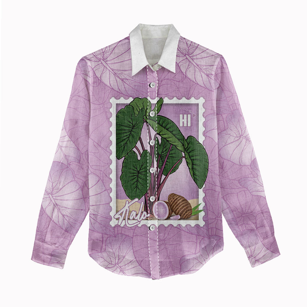 Aloha Hawaii Kalo Women Casual Shirt Hawaiian Taro Leaves Stylized Stamp LT14 - Polynesian Pride