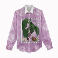 Aloha Hawaii Kalo Women Casual Shirt Hawaiian Taro Leaves Stylized Stamp LT14 - Polynesian Pride