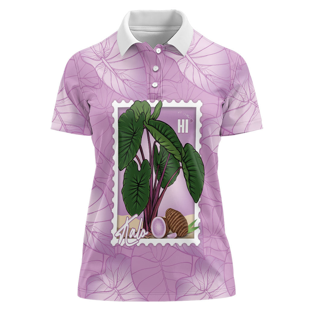 Aloha Hawaii Kalo Women Polo Shirt Hawaiian Taro Leaves Stylized Stamp