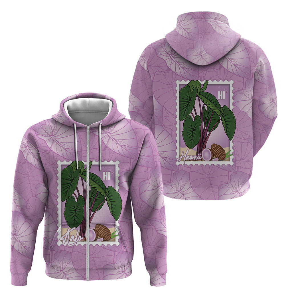 Aloha Hawaii Kalo Zip Hoodie Hawaiian Taro Leaves Stylized Stamp LT14 - Polynesian Pride