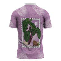 Aloha Hawaii Kalo Zipper Polo Shirt Hawaiian Taro Leaves Stylized Stamp LT14 - Polynesian Pride
