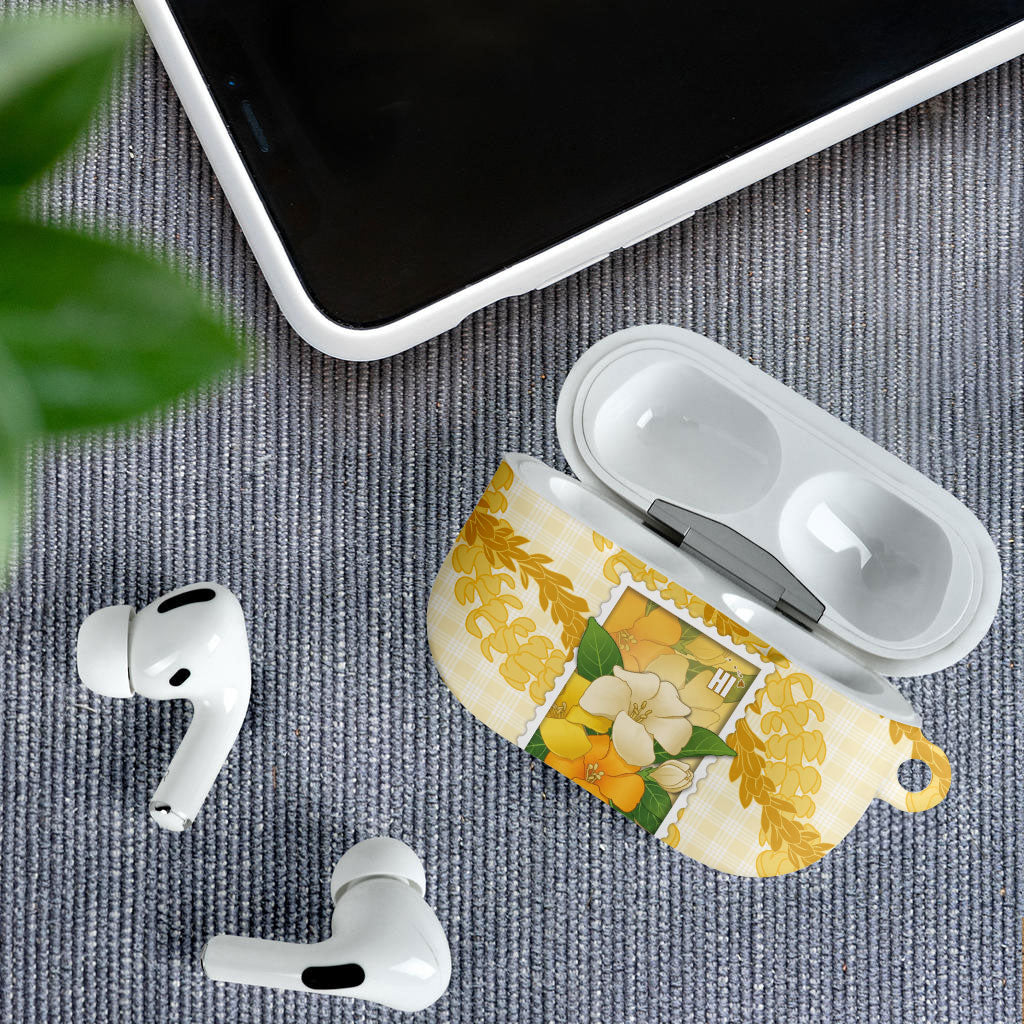 Aloha Hawaii Puakenikeni AirPods Case Hawaiian Lei Palaka Motifs Stylized Stamp LT14 - Polynesian Pride