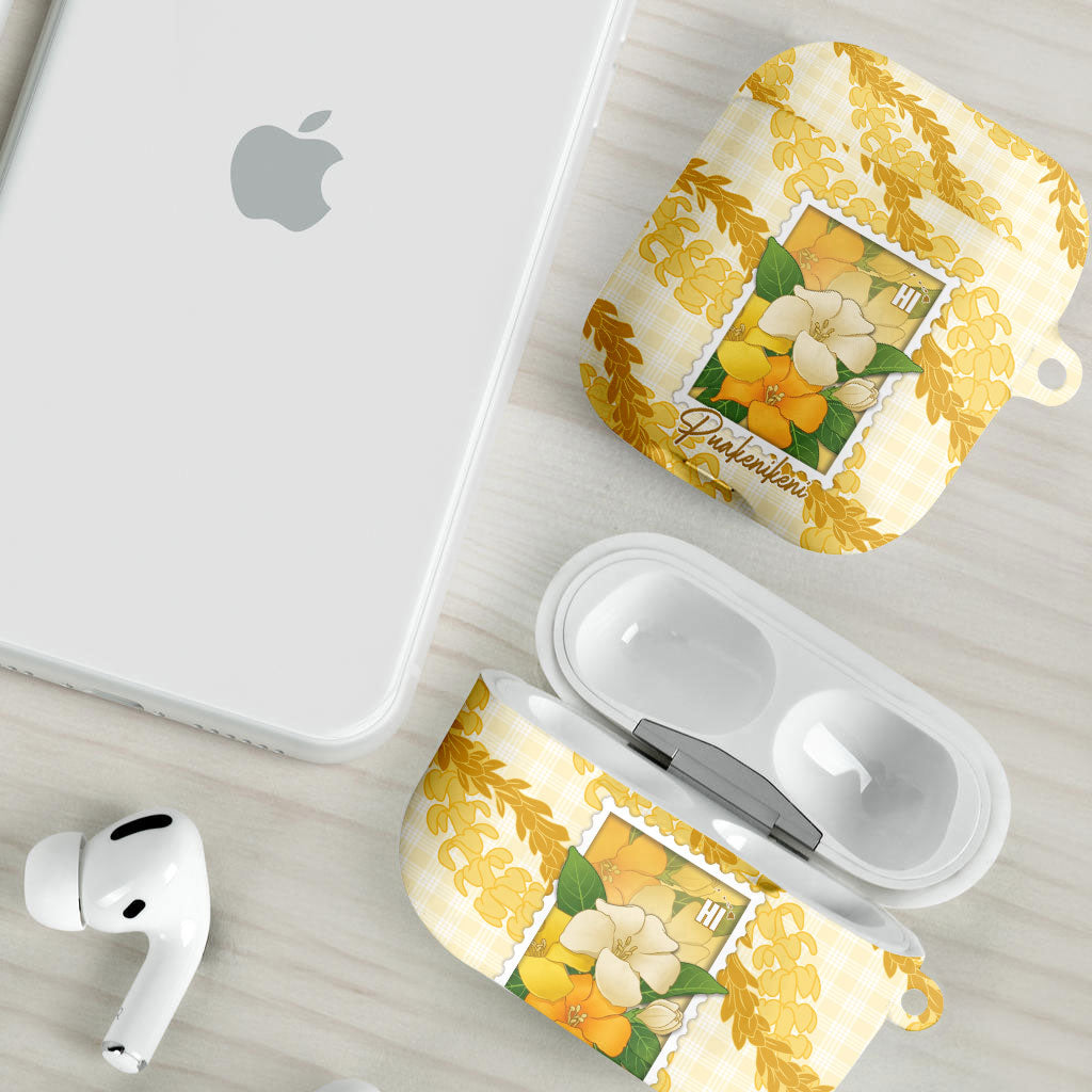 Aloha Hawaii Puakenikeni AirPods Case Hawaiian Lei Palaka Motifs Stylized Stamp LT14 - Polynesian Pride
