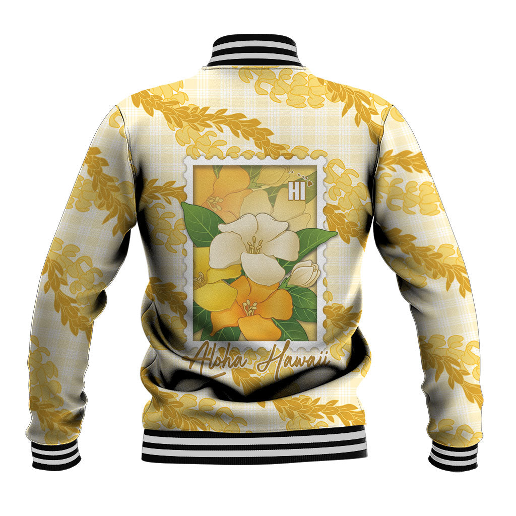 Aloha Hawaii Puakenikeni Baseball Jacket Hawaiian Lei Palaka Motifs Stylized Stamp LT14 - Polynesian Pride