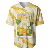 Aloha Hawaii Puakenikeni Baseball Jersey Hawaiian Lei Palaka Motifs Stylized Stamp LT14 Yellow - Polynesian Pride