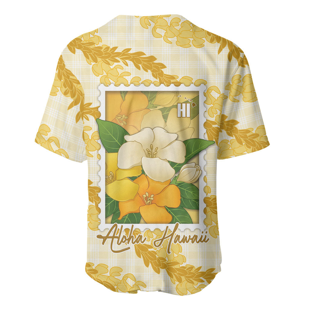 Aloha Hawaii Puakenikeni Baseball Jersey Hawaiian Lei Palaka Motifs Stylized Stamp LT14 - Polynesian Pride