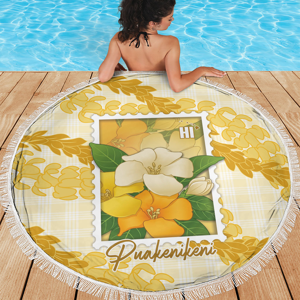 Aloha Hawaii Puakenikeni Beach Blanket Hawaiian Lei Palaka Motifs Stylized Stamp LT14 - Polynesian Pride