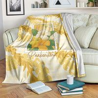 Aloha Hawaii Puakenikeni Blanket Hawaiian Lei Palaka Motifs Stylized Stamp LT14 Yellow - Polynesian Pride