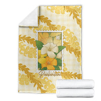 Aloha Hawaii Puakenikeni Blanket Hawaiian Lei Palaka Motifs Stylized Stamp LT14 - Polynesian Pride