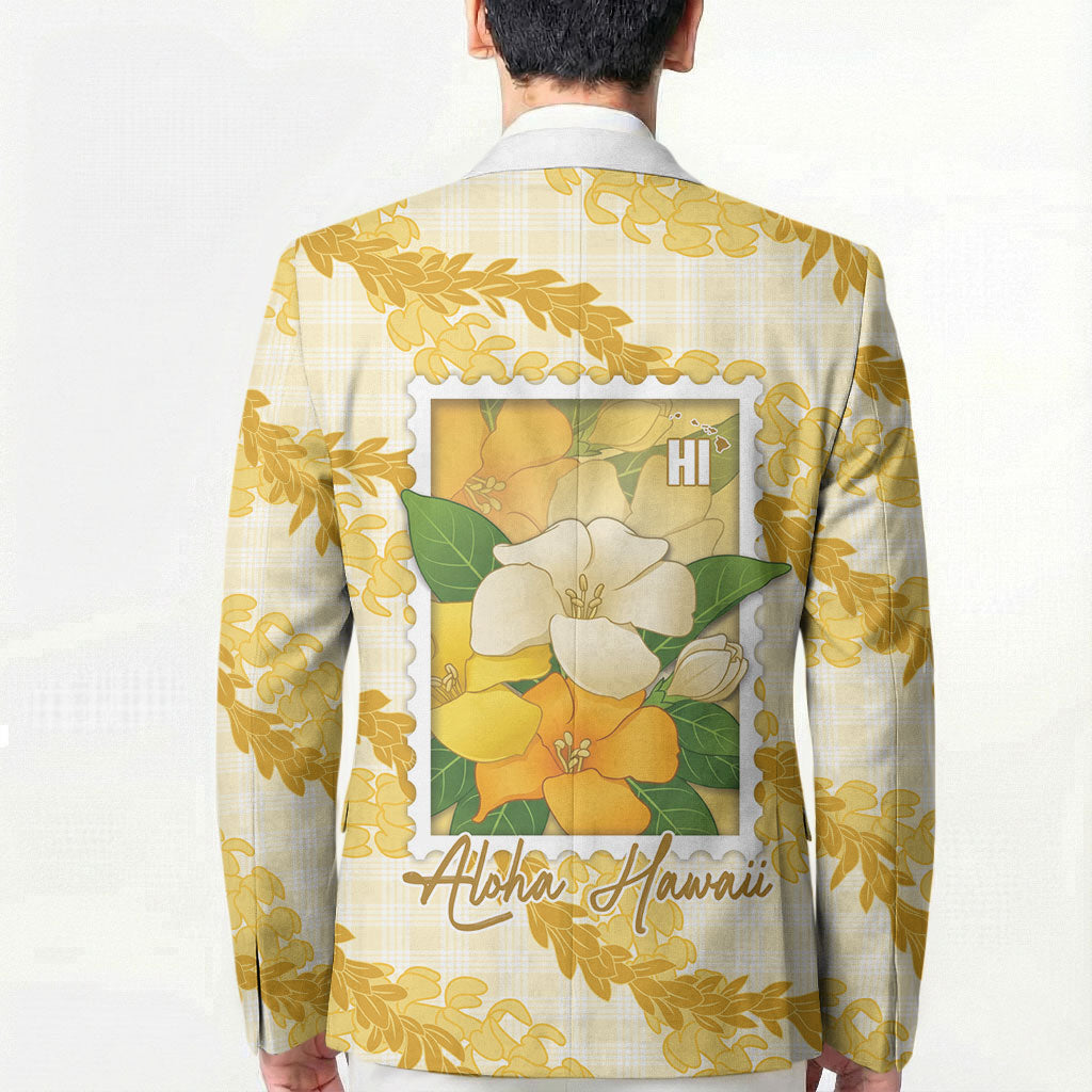 Aloha Hawaii Puakenikeni Blazer Hawaiian Lei Palaka Motifs Stylized Stamp LT14 - Polynesian Pride