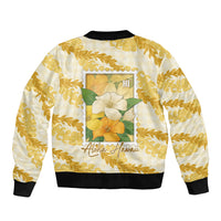 Aloha Hawaii Puakenikeni Bomber Jacket Hawaiian Lei Palaka Motifs Stylized Stamp LT14 - Polynesian Pride