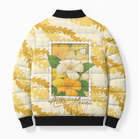 Aloha Hawaii Puakenikeni Bomber Puffer Jacket Hawaiian Lei Palaka Motifs Stylized Stamp LT14 - Polynesian Pride