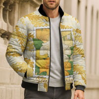 Aloha Hawaii Puakenikeni Bomber Puffer Jacket Hawaiian Lei Palaka Motifs Stylized Stamp LT14 - Polynesian Pride