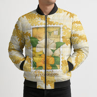 Aloha Hawaii Puakenikeni Bomber Puffer Jacket Hawaiian Lei Palaka Motifs Stylized Stamp LT14 - Polynesian Pride