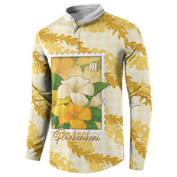 Aloha Hawaii Puakenikeni Button Sweatshirt Hawaiian Lei Palaka Motifs Stylized Stamp LT14 - Polynesian Pride