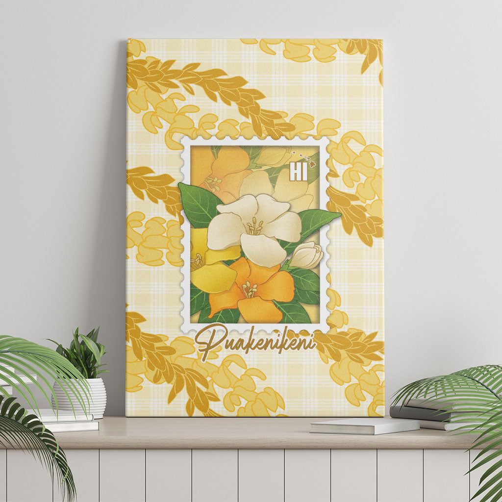 Aloha Hawaii Puakenikeni Canvas Wall Art Hawaiian Lei Palaka Motifs Stylized Stamp LT14 - Polynesian Pride