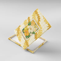 Aloha Hawaii Puakenikeni Canvas Wall Art Hawaiian Lei Palaka Motifs Stylized Stamp LT14 With Frame Yellow - Polynesian Pride